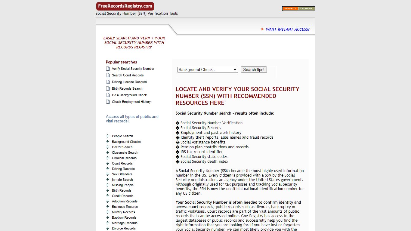 Social Security Numbers - Gov-Records, Unlimited Public ...